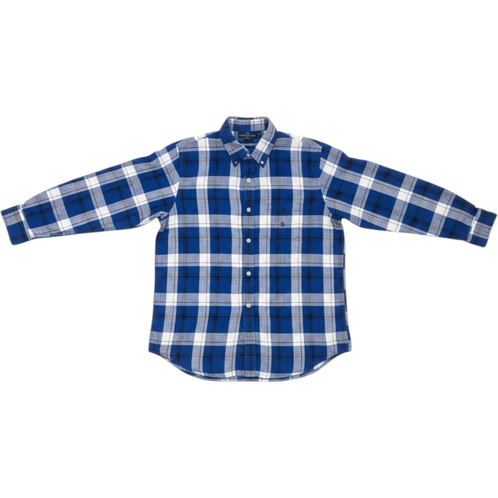 Lauren Ralph Lauren Blue White Plaid 100% Linen Button Down Shirt Womens Medium